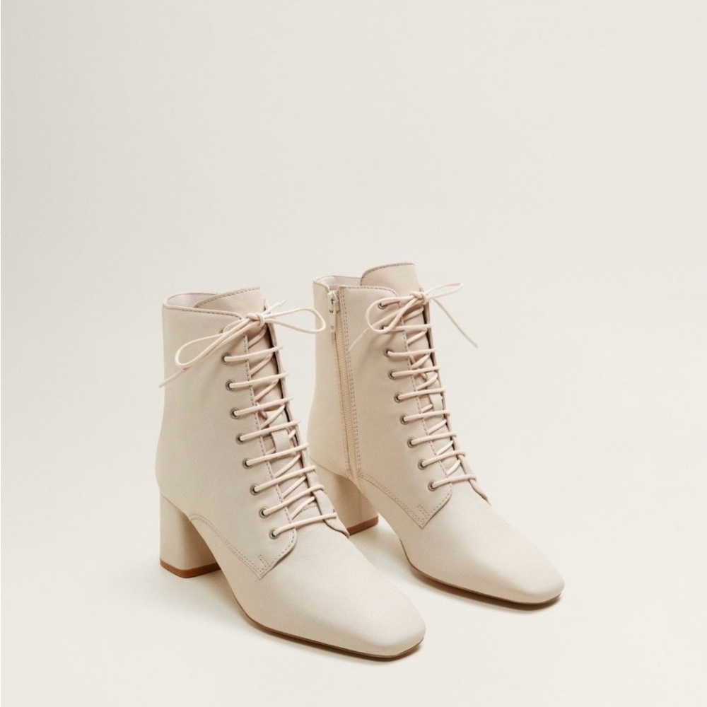 Mango leather Lace-Up Ankle Boots 38